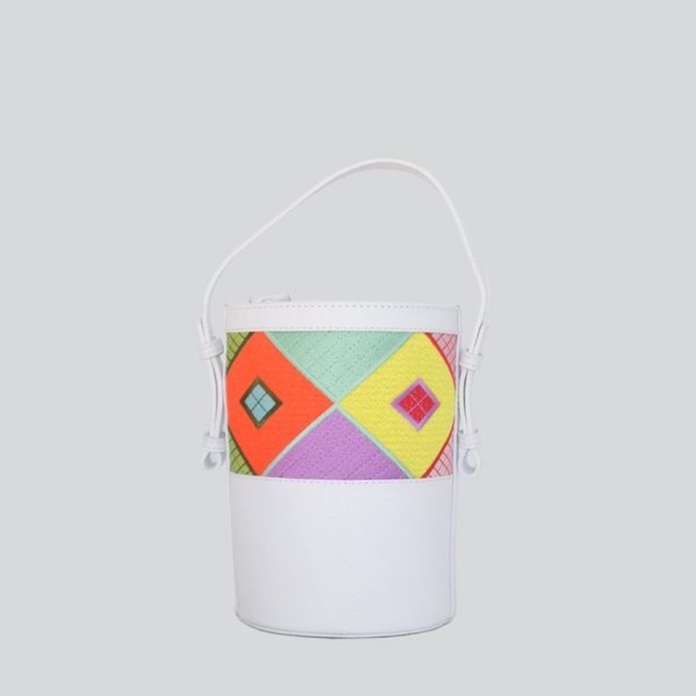 MKLM x Rocky Barnes Nomad Full Grain Leather Bucket Bag - White